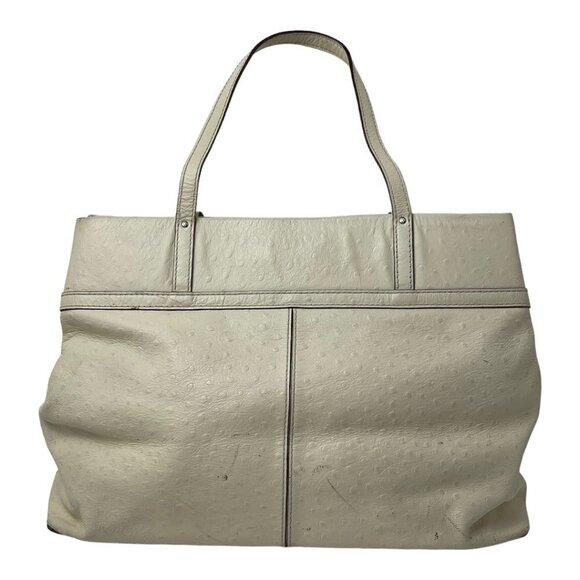 Kate Spade Cream Wellesley Ostrich Embossed‎ Leather Tote Shoulder Handbag Purse - Picture 2 of 12